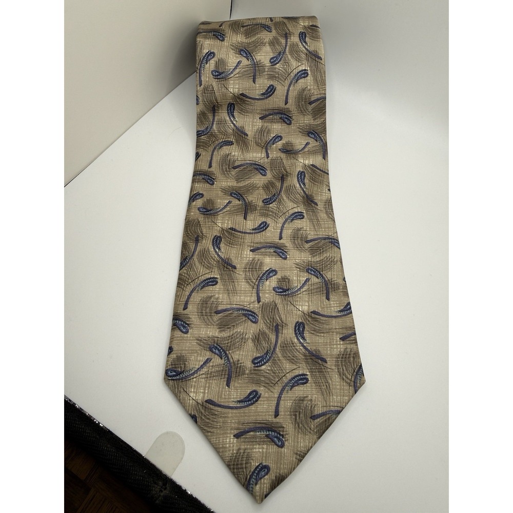Robert Talbott Studio Tie Mens Silver Blue Paisley Silk Hand Sewn Made in USA